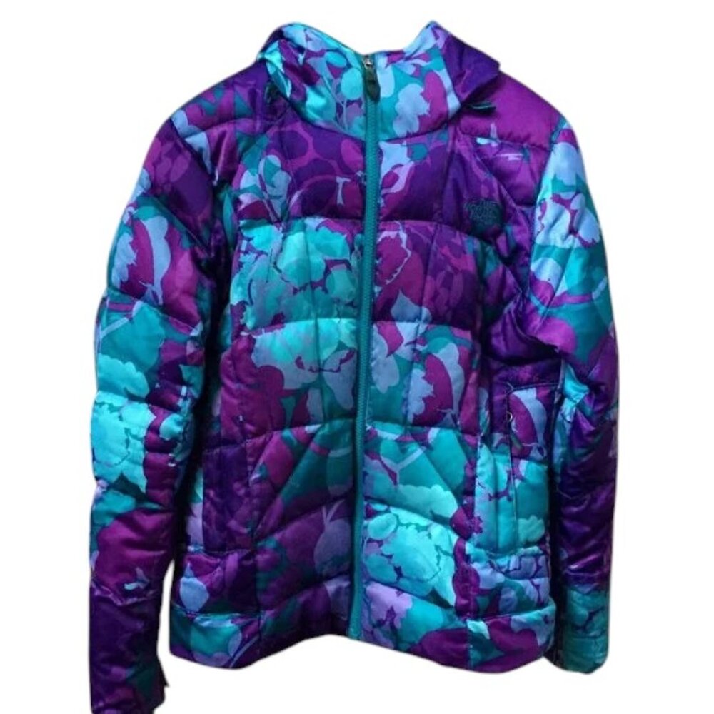 North Face purple green down jacket - size S